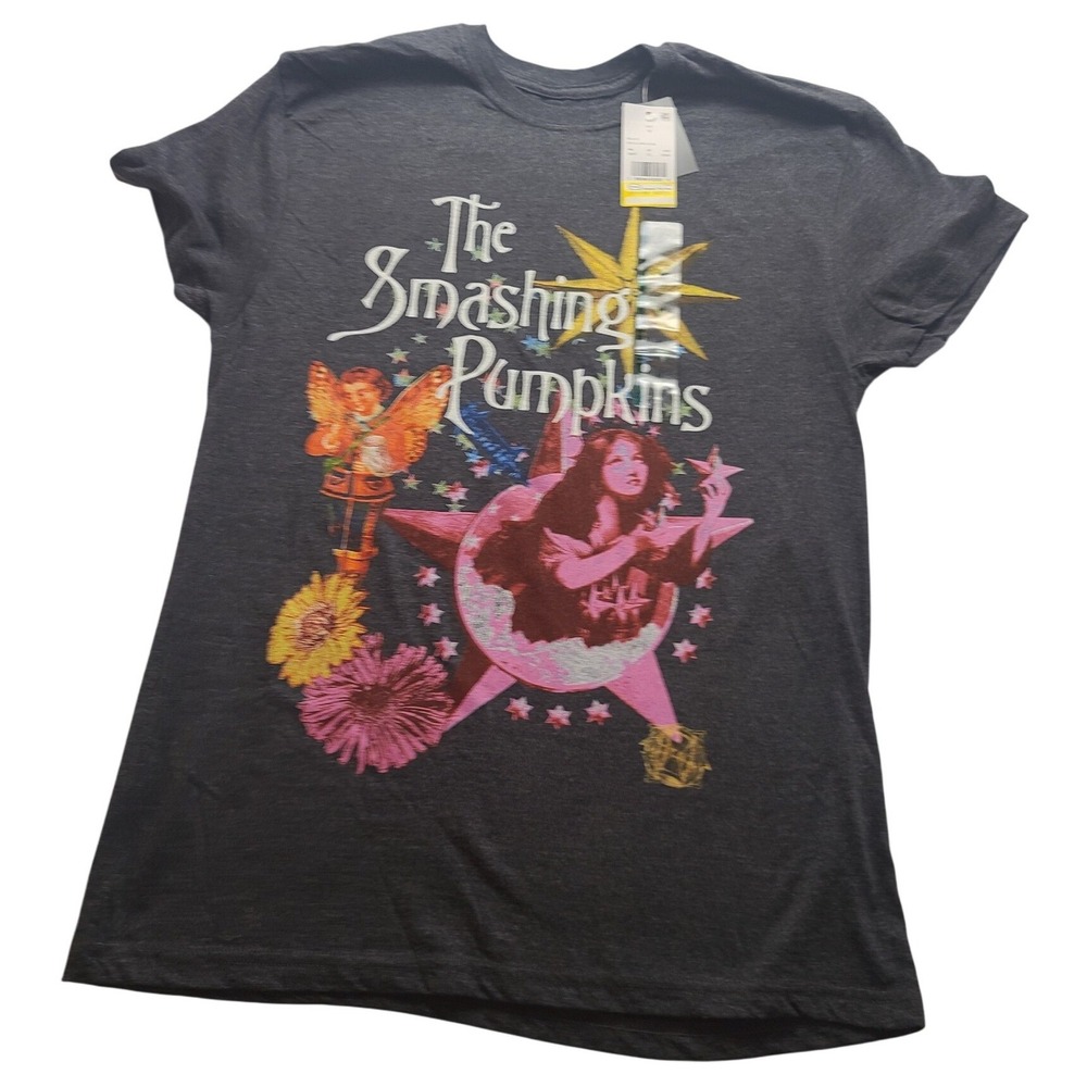 Smashing Pumpkins Women's Graphic T-Shirt Gray Mellon Collie Band Tee M New NWT
